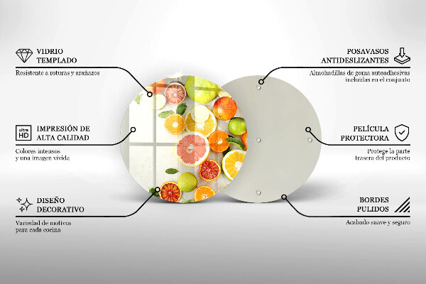 Skärbräda glas unik Citrusfrukter