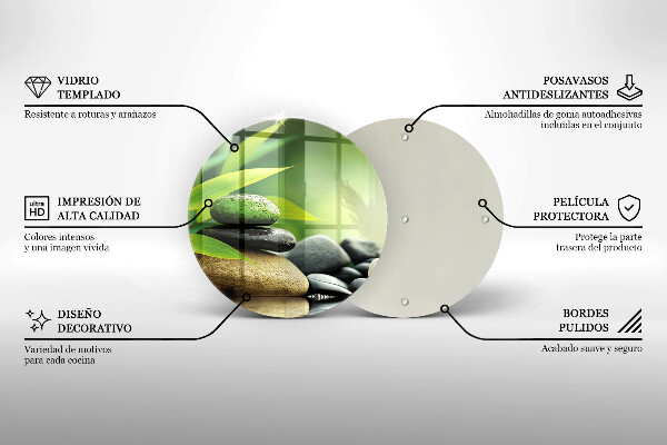 Skärbräda glas unik Zen bambu stenar