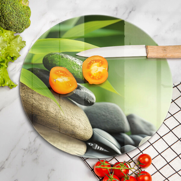 Skärbräda glas unik Zen bambu stenar