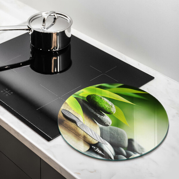 Skärbräda glas unik Zen bambu stenar