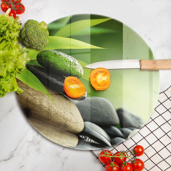 Skärbräda glas unik Zen bambu stenar