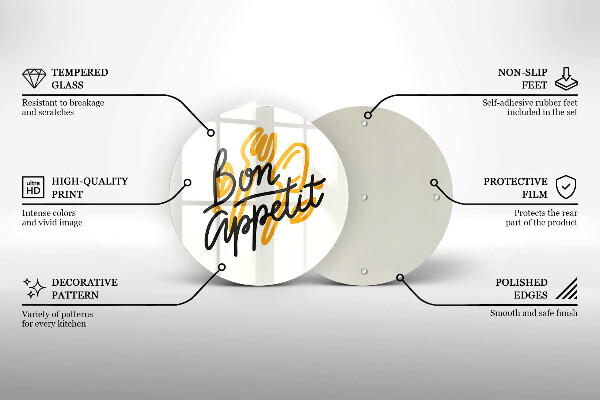 Skärbräda glas unik Bon Appetit inskription