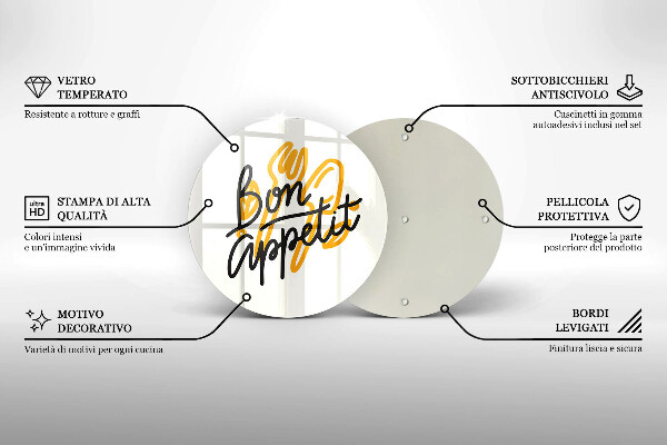 Skärbräda glas unik Bon Appetit inskription