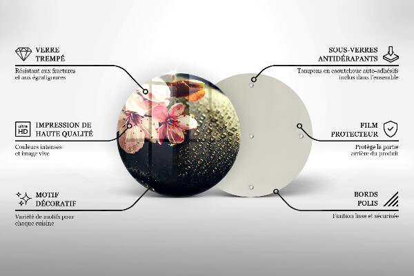 Skärbräda glas unik Blommor zen stenar