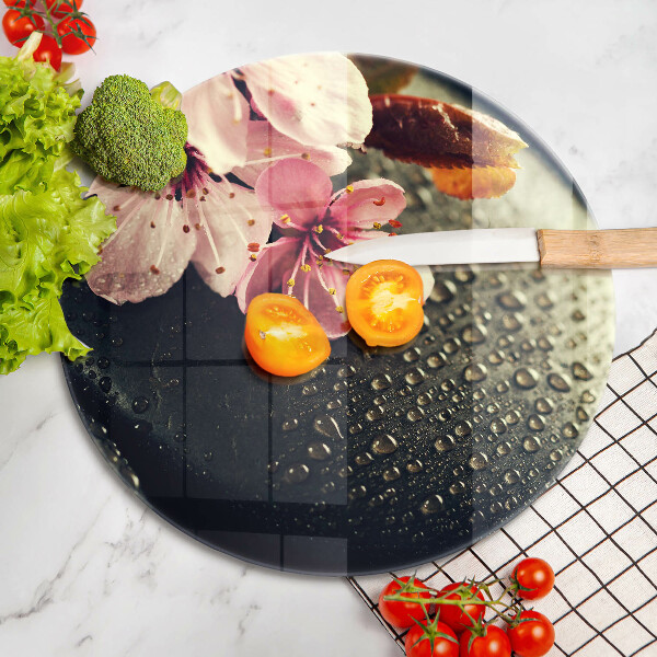 Skärbräda glas unik Blommor zen stenar