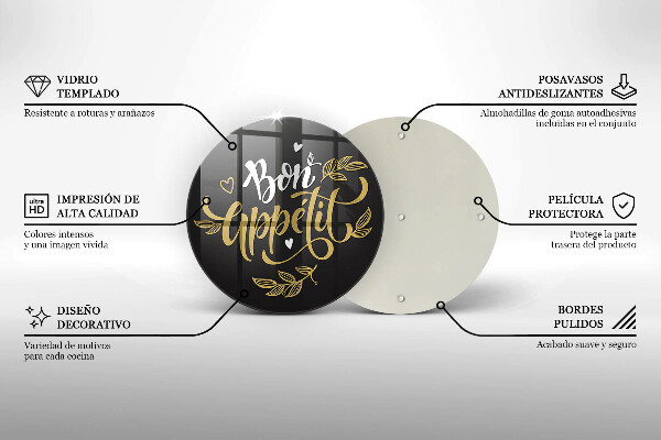 Skärbräda glas unik Bon Appetit inskription