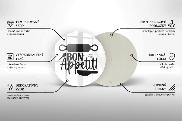 Skärbräda glas unik Bon Appetit inskription