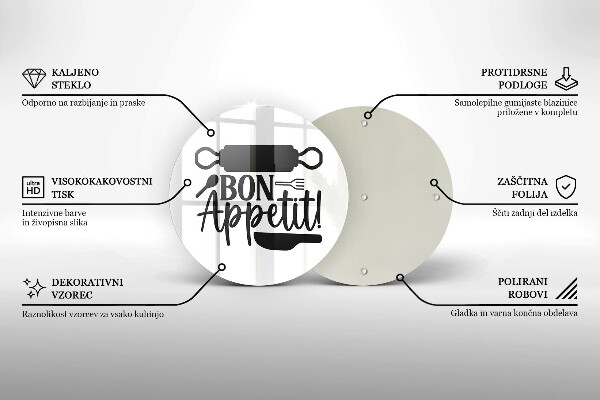 Skärbräda glas unik Bon Appetit inskription