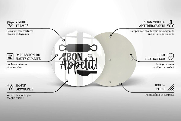 Skärbräda glas unik Bon Appetit inskription