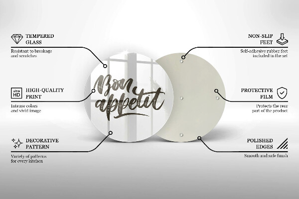 Skärbräda glas unik Bon Appetit inskription