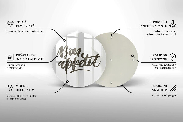 Skärbräda glas unik Bon Appetit inskription