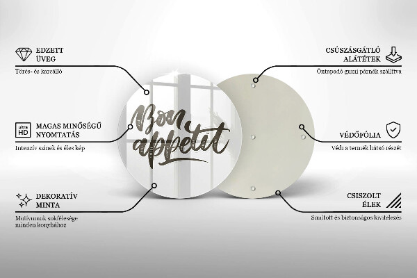 Skärbräda glas unik Bon Appetit inskription