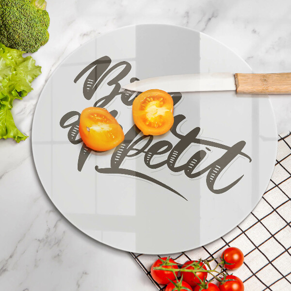Skärbräda glas unik Bon Appetit inskription