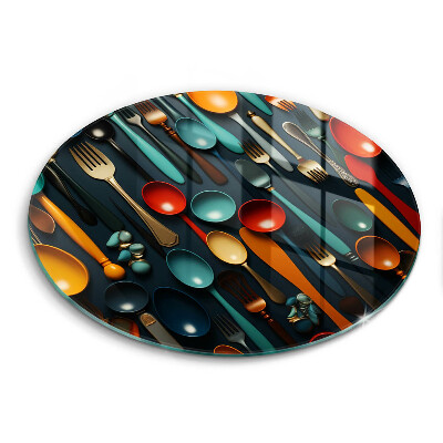 Skärbräda glas unik Färgglada skedar och gafflar