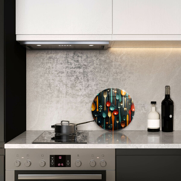 Skärbräda glas unik Färgglada skedar och gafflar