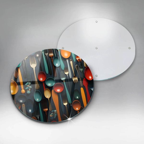 Skärbräda glas unik Färgglada skedar och gafflar