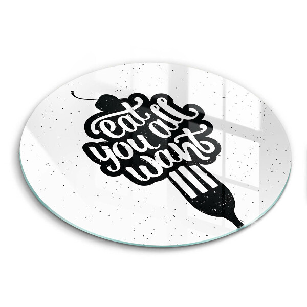 Skärbräda glas unik Inskriptionen Ät ni alla vill ha