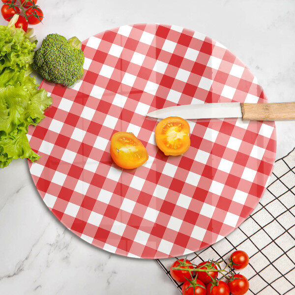 Skärbräda glas unik Rött och vitrutigt mönster