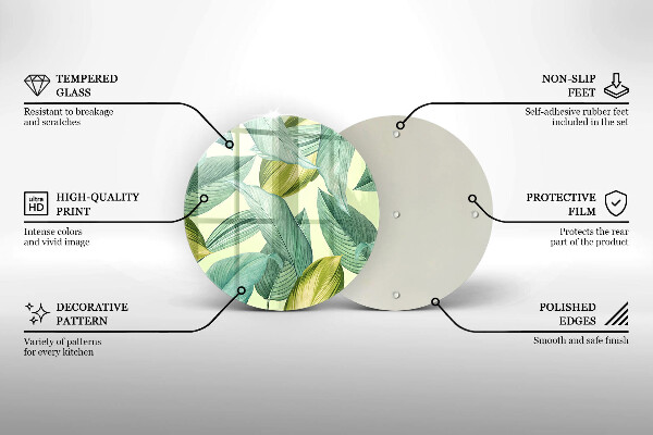 Skärbräda glas unik Gröna tropiska löv