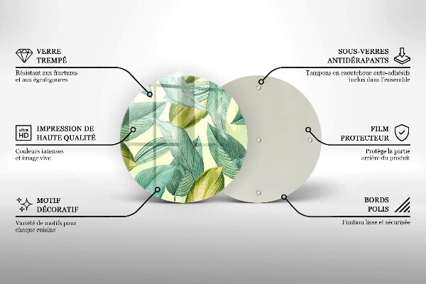 Skärbräda glas unik Gröna tropiska löv