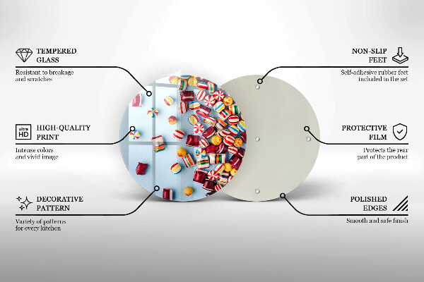 Skärbräda glas unik Färgglada godis