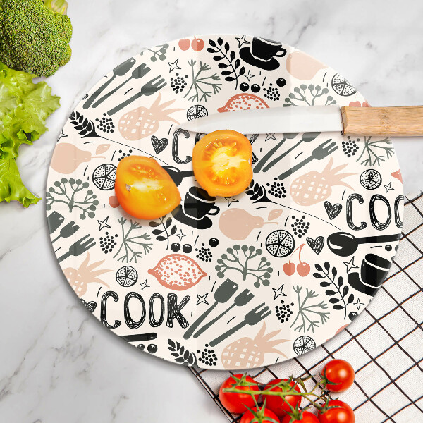 Skärbräda glas unik Tecknat köksmotiv