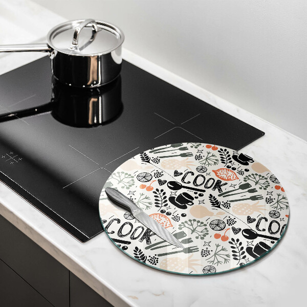 Skärbräda glas unik Tecknat köksmotiv