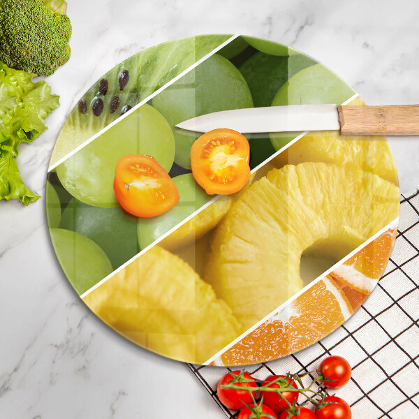 Skärbräda glas unik Färgglada frukter