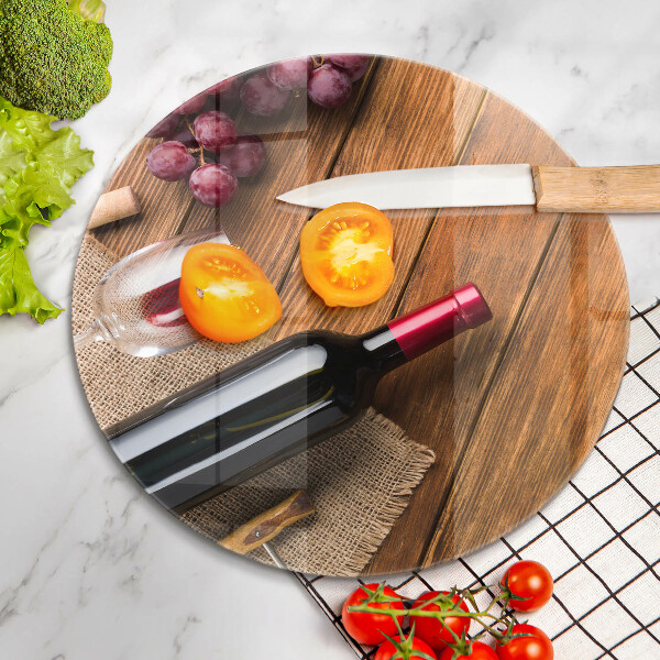 Skärbräda glas unik En flaska rött vin