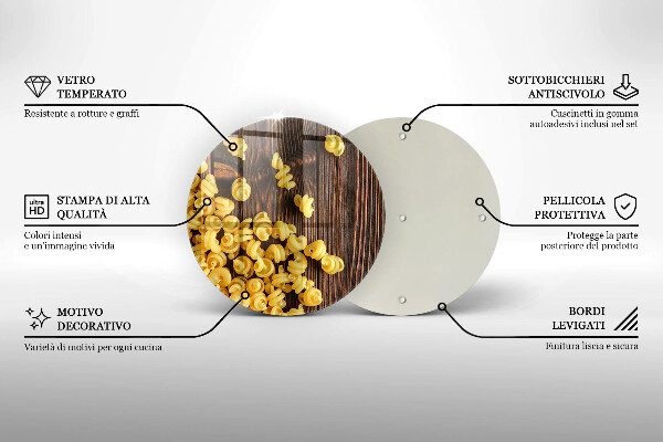 Skärbräda glas unik Pasta på bordet
