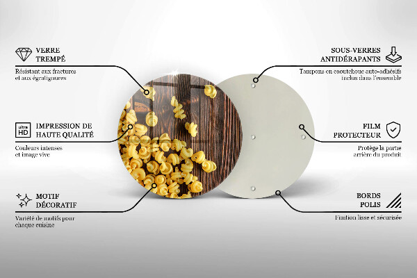 Skärbräda glas unik Pasta på bordet
