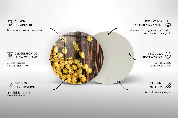 Skärbräda glas unik Pasta på bordet