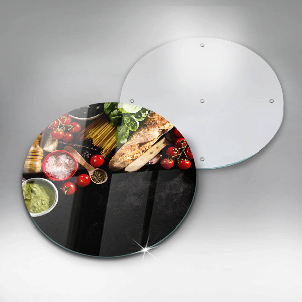 Skärbräda glas unik Italienska ingredienser och kryddor