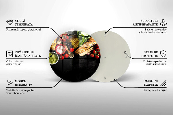 Skärbräda glas unik Italienska ingredienser och kryddor