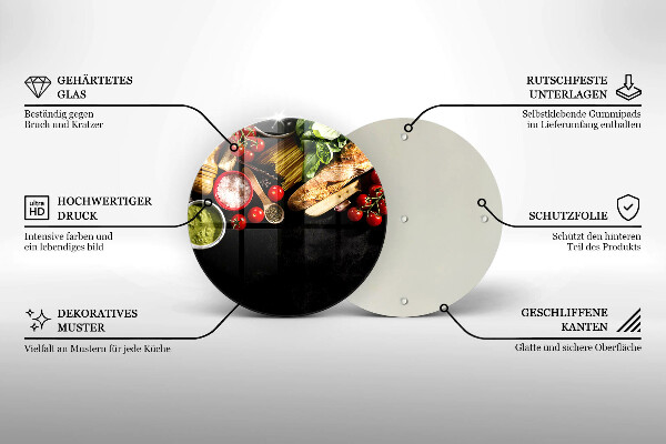 Skärbräda glas unik Italienska ingredienser och kryddor