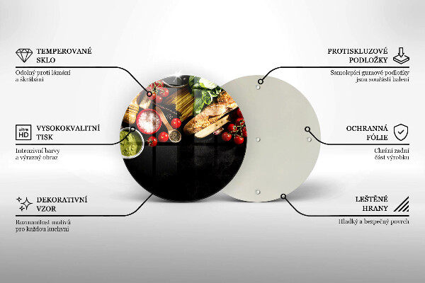 Skärbräda glas unik Italienska ingredienser och kryddor