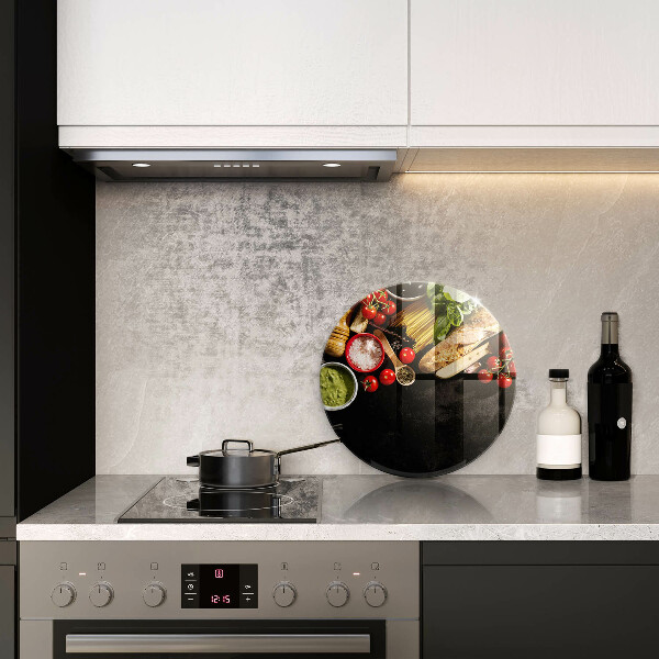 Skärbräda glas unik Italienska ingredienser och kryddor