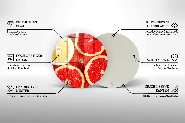 Skärbräda glas unik Grapefruktskivor