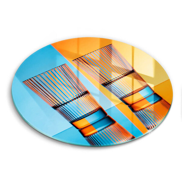 Skärbräda glas unik Två glas vatten