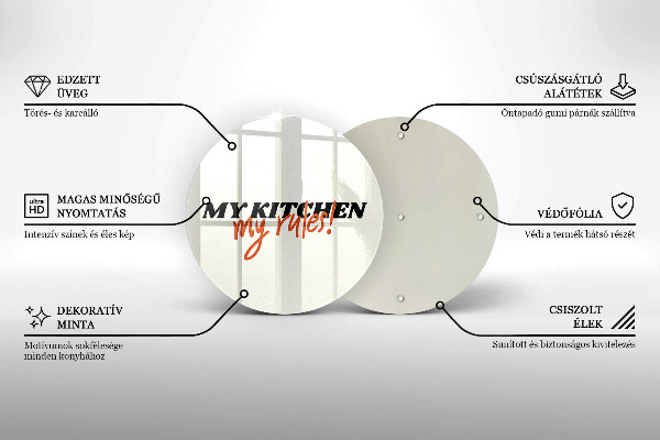 Skärbräda glas unik Inskriptionen Mitt kök mina regler