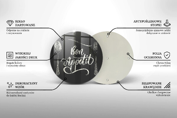 Skärbräda glas unik Bon Appetit inskription