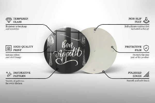 Skärbräda glas unik Bon Appetit inskription