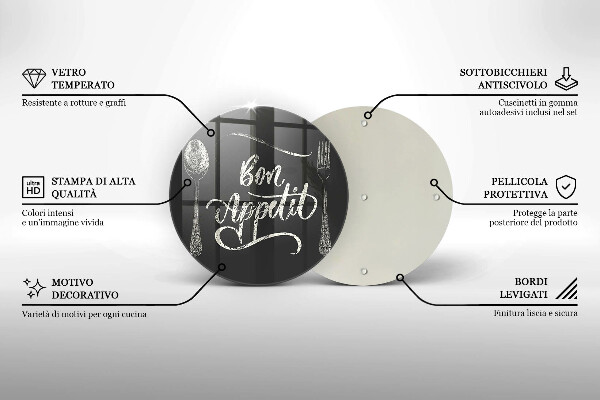 Skärbräda glas unik Bon Appetit inskription