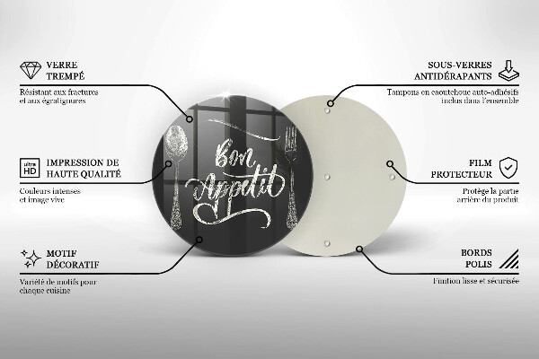 Skärbräda glas unik Bon Appetit inskription
