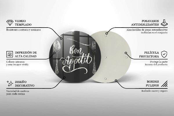 Skärbräda glas unik Bon Appetit inskription