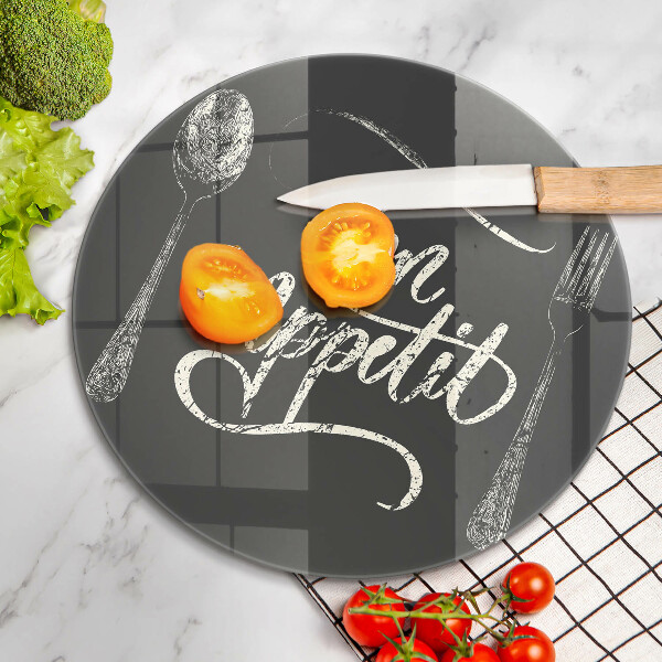 Skärbräda glas unik Bon Appetit inskription