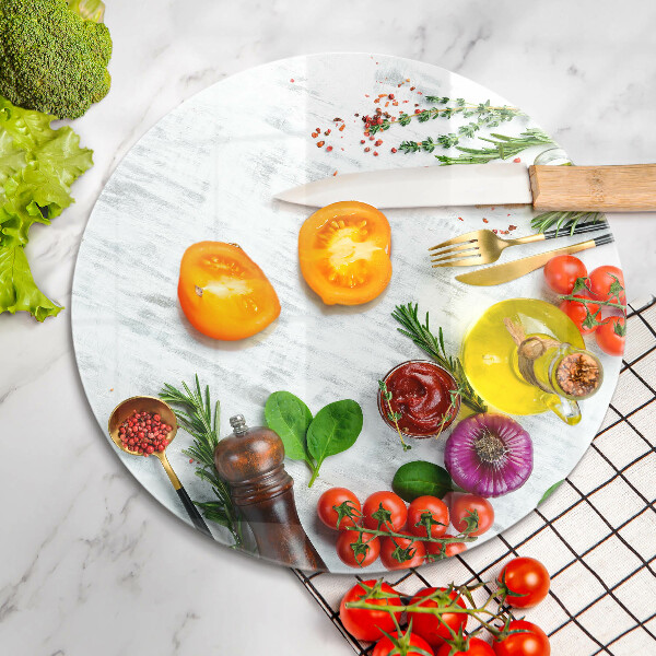 Skärbräda glas unik Grönsaker och kryddor