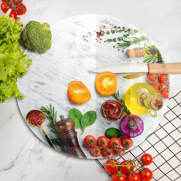 Skärbräda glas unik Grönsaker och kryddor