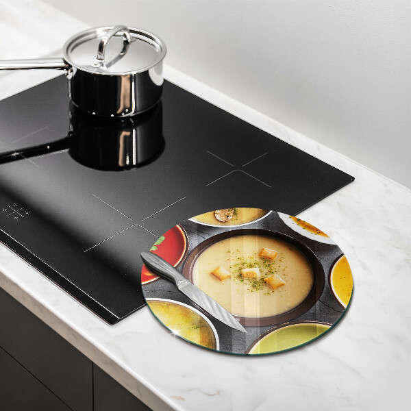 Skärbräda glas unik Färgglada soppor