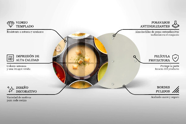Skärbräda glas unik Färgglada soppor